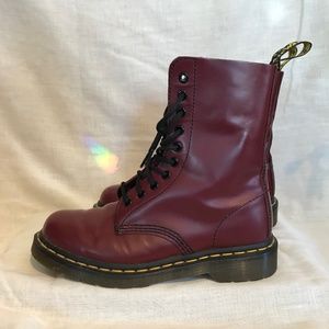 Dr. Martens, 1490 10-Eye Leather Boot for Men and Women, Cherry Red